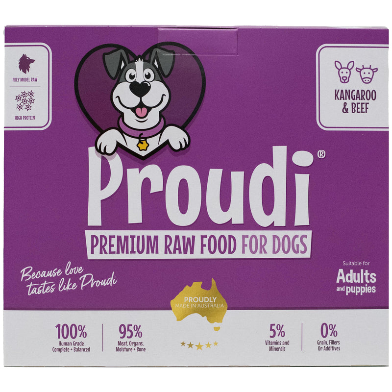 Proudi Kangaroo and Beef Raw Dog Food Patties 2.4kg