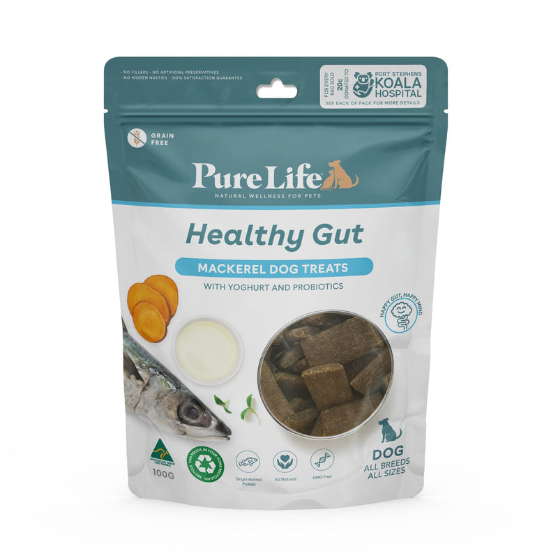 Pure Life Healthy Gut Mackerel Treats for Dogs 100g-Habitat Pet Supplies