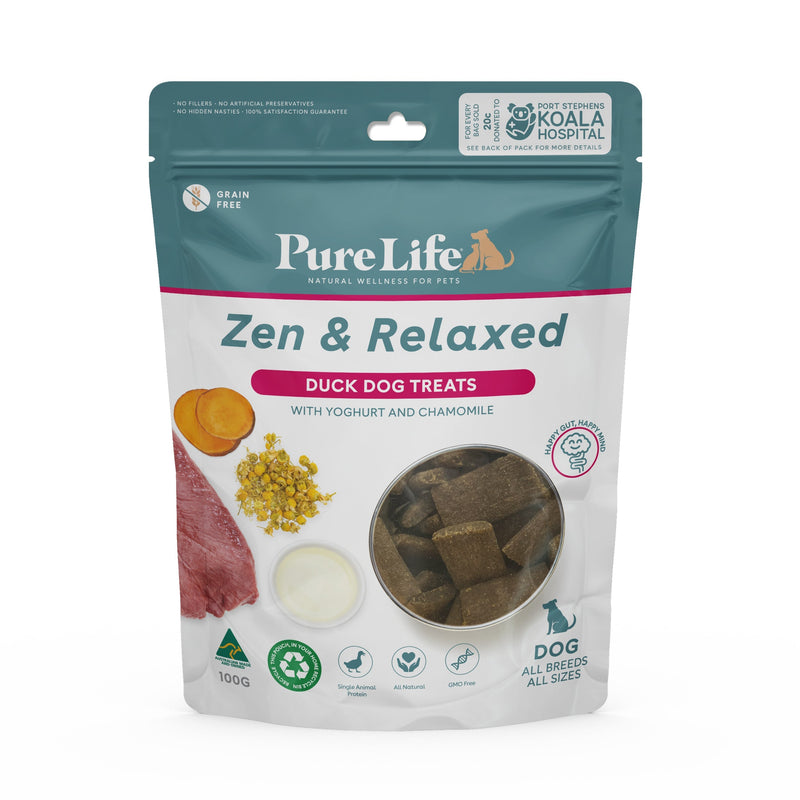 Pure Life Zen and Relaxed Duck Treats for Dogs 100g-Habitat Pet Supplies