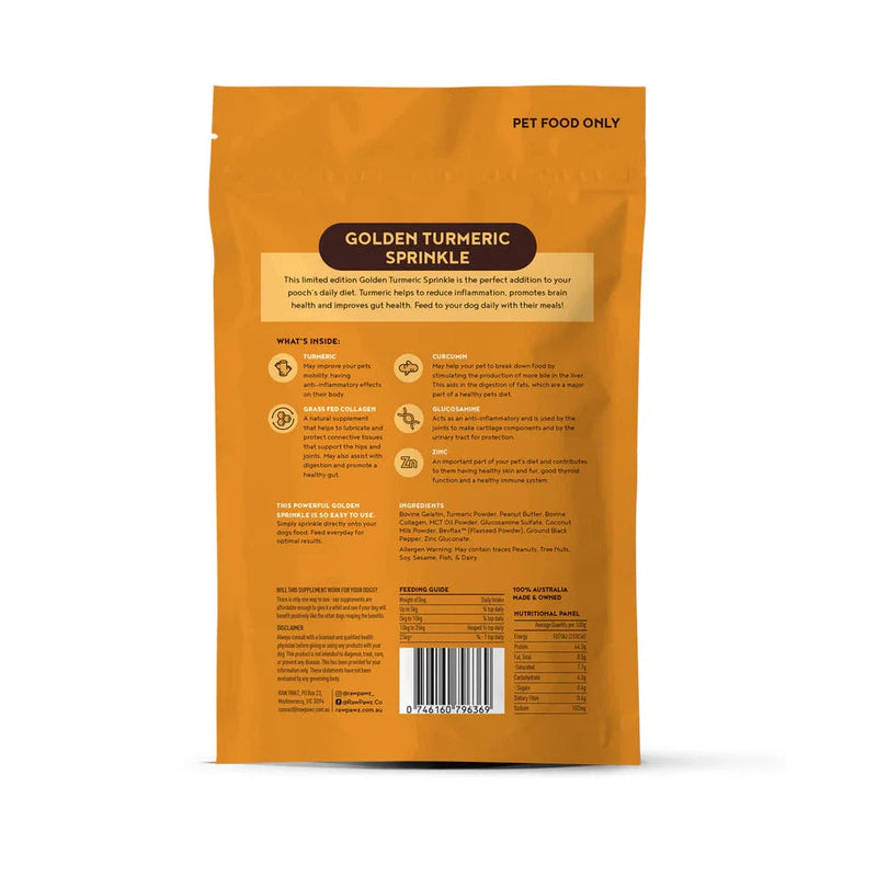 Raw Pawz Anti Inflammatory Turmeric Collagen and Black Pepper Sprinkle Meal Topper 105g