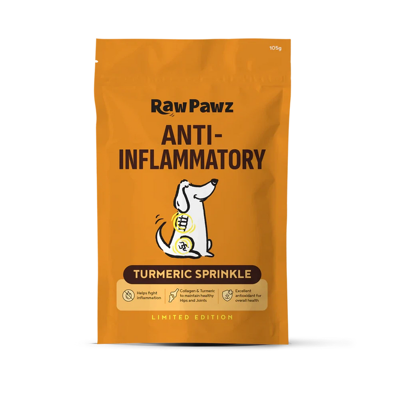 Raw Pawz Anti Inflammatory Turmeric Collagen and Black Pepper Sprinkle Meal Topper 105g-Habitat Pet Supplies