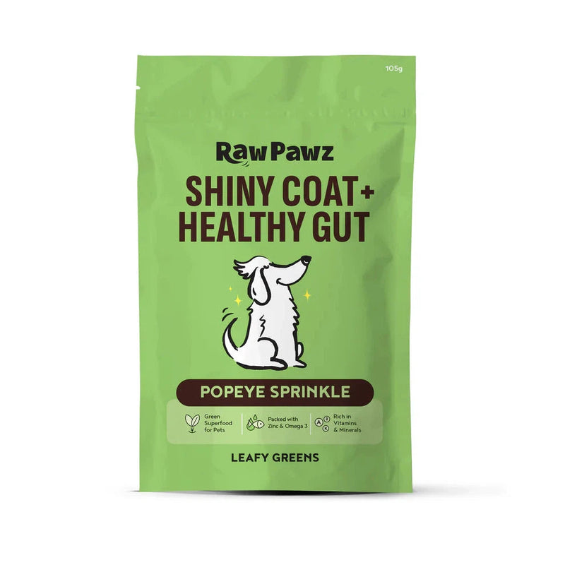 Raw Pawz Shiny Coat and Healthy Gut Leafy Greens Popeye Sprinkle Meal Topper 105g-Habitat Pet Supplies