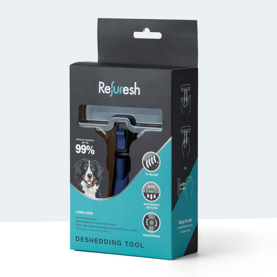 Refuresh Long Hair Dog Deshedding Tool Blue Large
