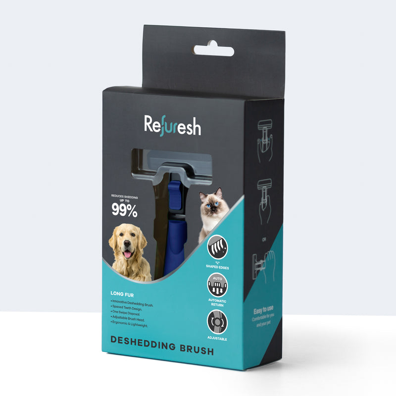 Refuresh Long Hair Dog Deshedding Tool Blue Medium-Habitat Pet Supplies