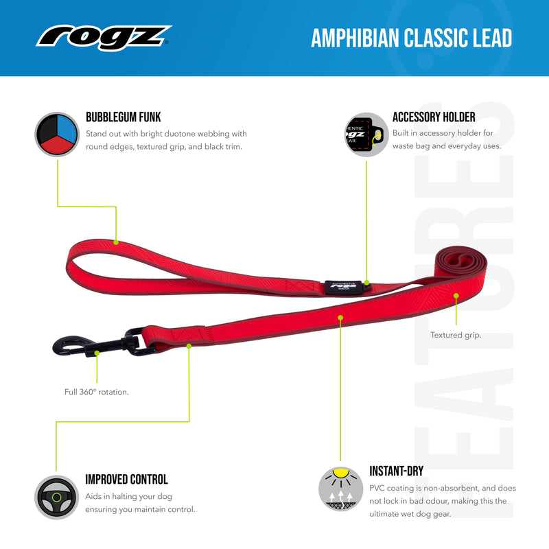 Rogz Classic Amphibian Black Dog Lead Extra Large (+_+)