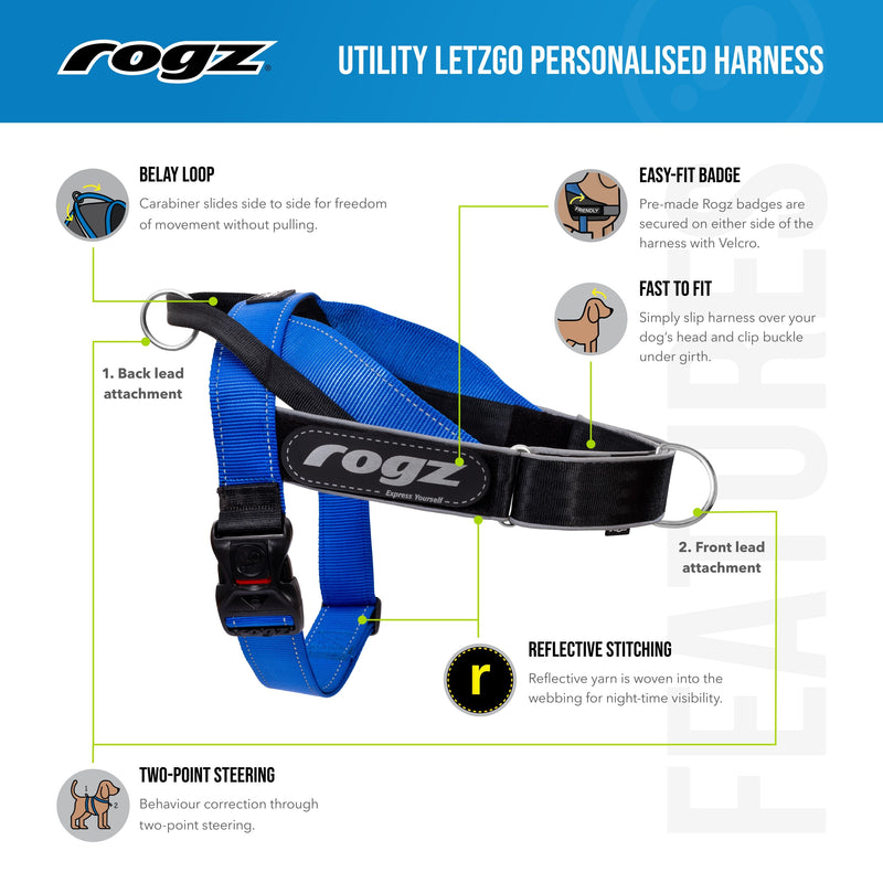 Rogz Utility LetzGo Personalisable Harness Black Lge