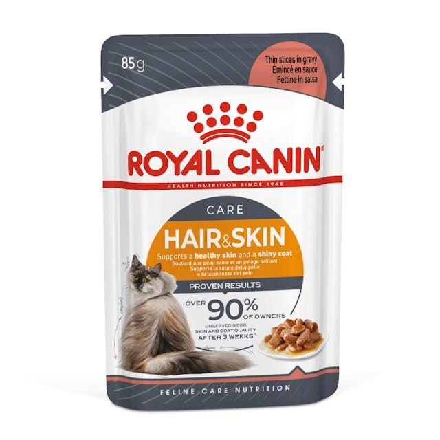 Royal Canin Cat Hair and Skin Care Gravy Adult Wet Food Pouches 85g x 12 (+_+)