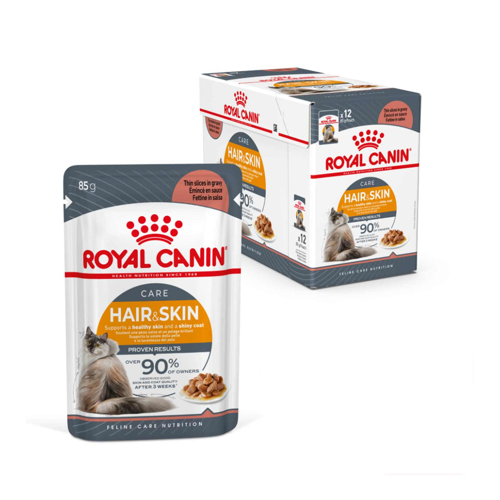 Royal Canin Cat Hair and Skin Care Gravy Adult Wet Food Pouches 85g x 12^^^-Habitat Pet Supplies