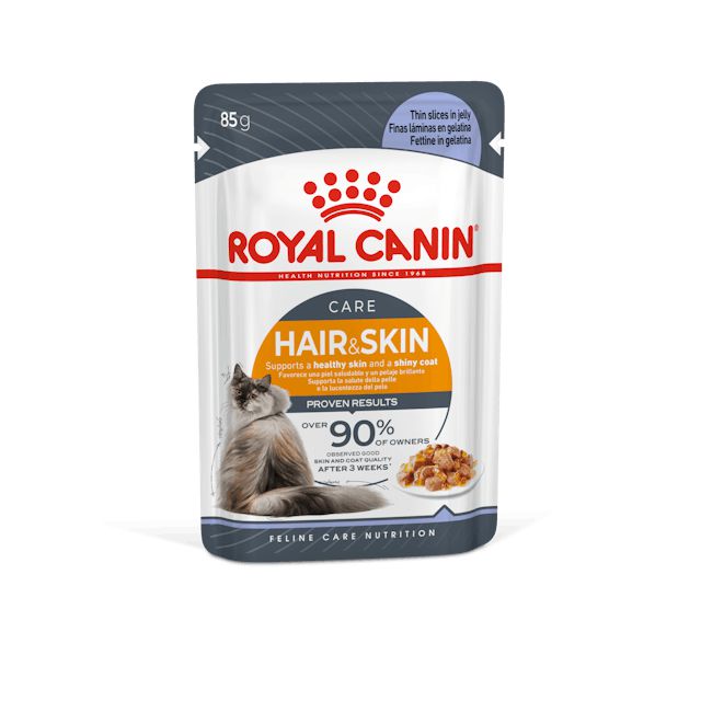 Royal Canin Cat Hair and Skin Care Jelly Adult Wet Food Pouches 85g x 12