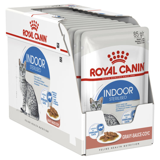 Royal Canin Cat Indoor with Gravy Cat Food Pouches 85g x 12
