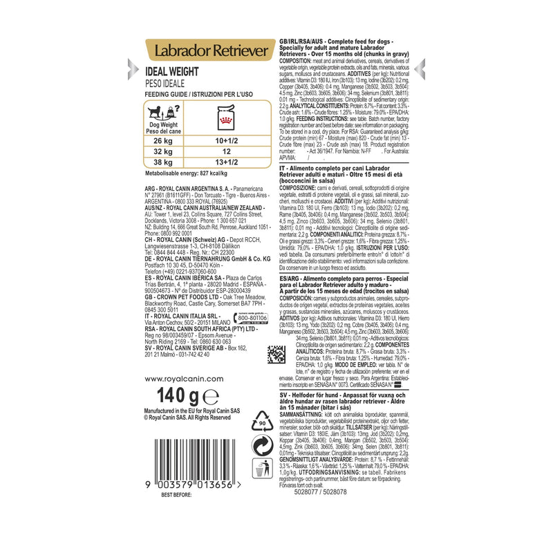 Royal Canin Dog Labrador Retriever Wet Food Pouch 140g