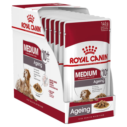 Royal Canin Dog Medium Ageing 10+ Wet Food Pouches 140g x 10