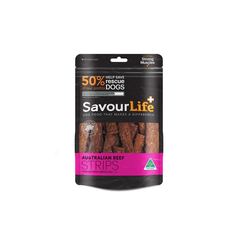 SavourLife Australian Beef Strips Dog Treats 165g (+_+)-Habitat Pet Supplies