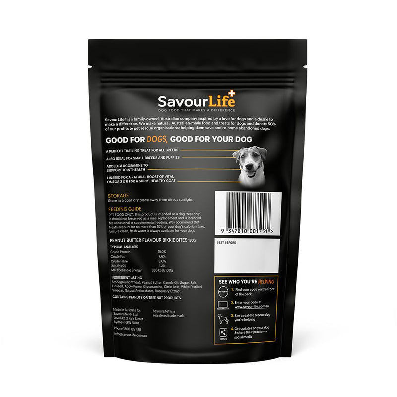 SavourLife Australian Peanut Butter Bikkie Bites Dog Treats 180g (+_+)