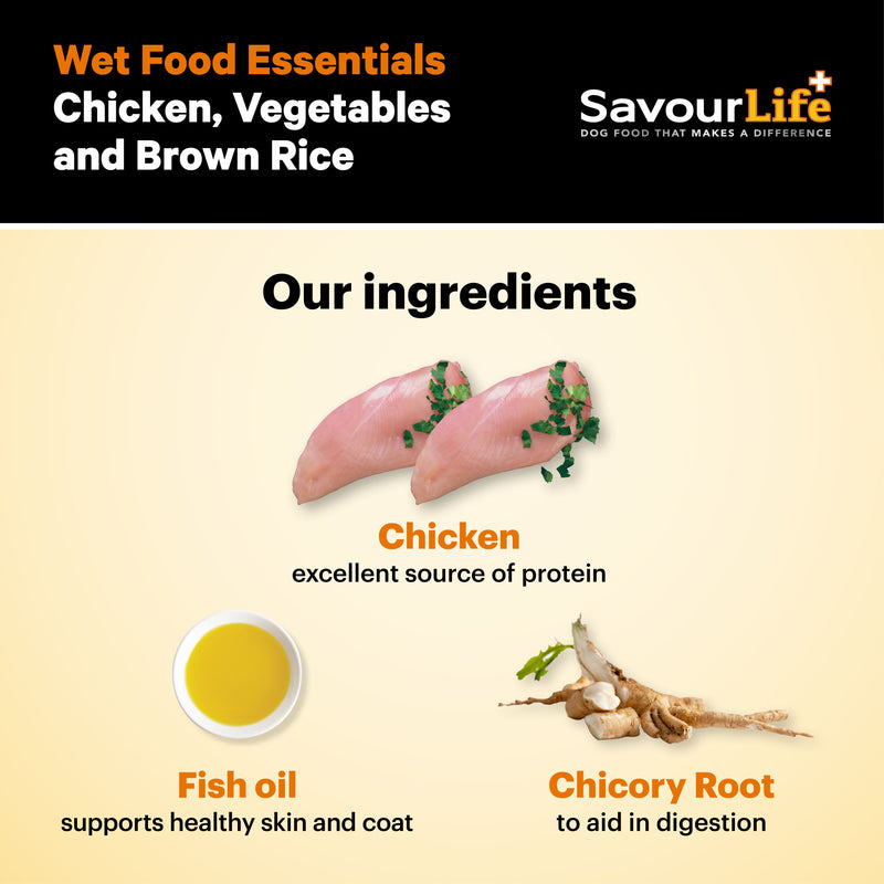 SavourLife Essentials Chicken with Vegetables & Rice Adult Dog Wet Food 400g X12