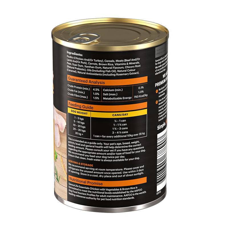 SavourLife Essentials Chicken with Vegetables & Rice Adult Dog Wet Food 400g X12