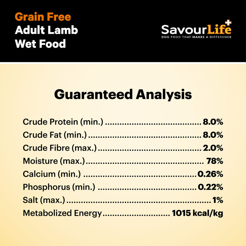 SavourLife Grain Free Lamb Adult Dog Wet Food 375g X12