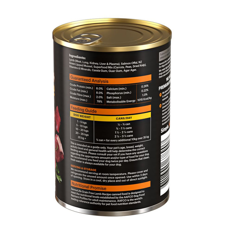 SavourLife Grain Free Lamb Adult Dog Wet Food 375g X12