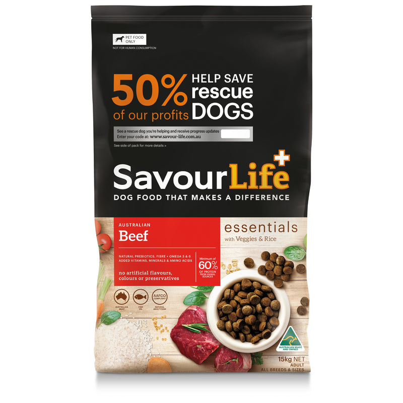 Savourlife Essentials Dry Dog Food Beef with Veggies & Brown Rice 15kg-Habitat Pet Supplies