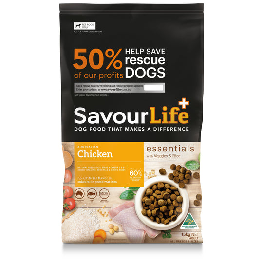 Savourlife Essentials Dry Dog Food Chicken with Veggies & Rice 15kg