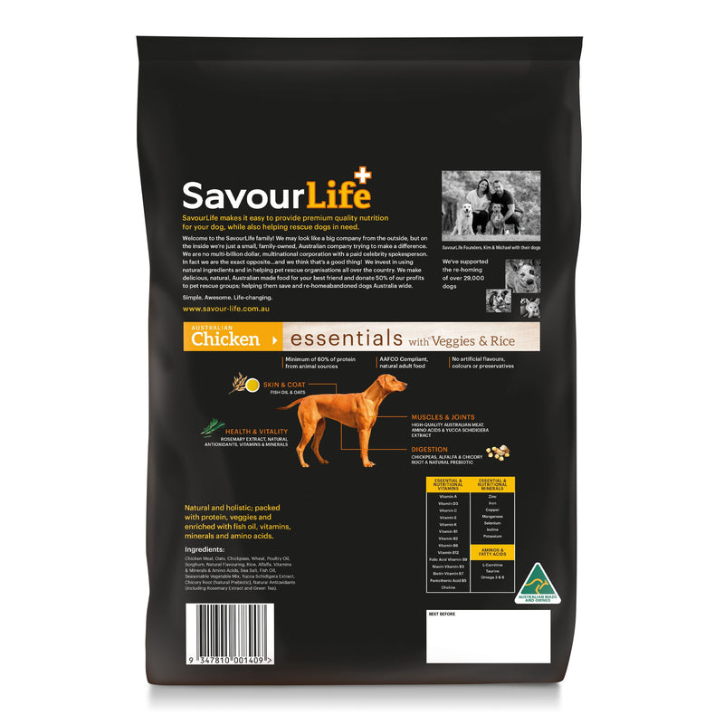 Savourlife Essentials Dry Dog Food Chicken with Veggies & Rice 3kg