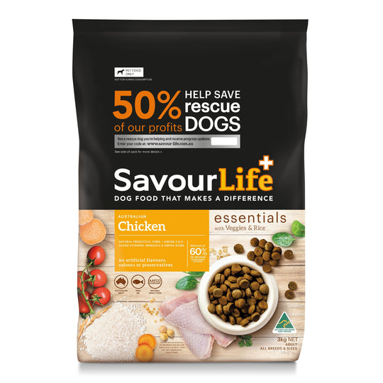 Savourlife Essentials Dry Dog Food Chicken with Veggies & Rice 3kg