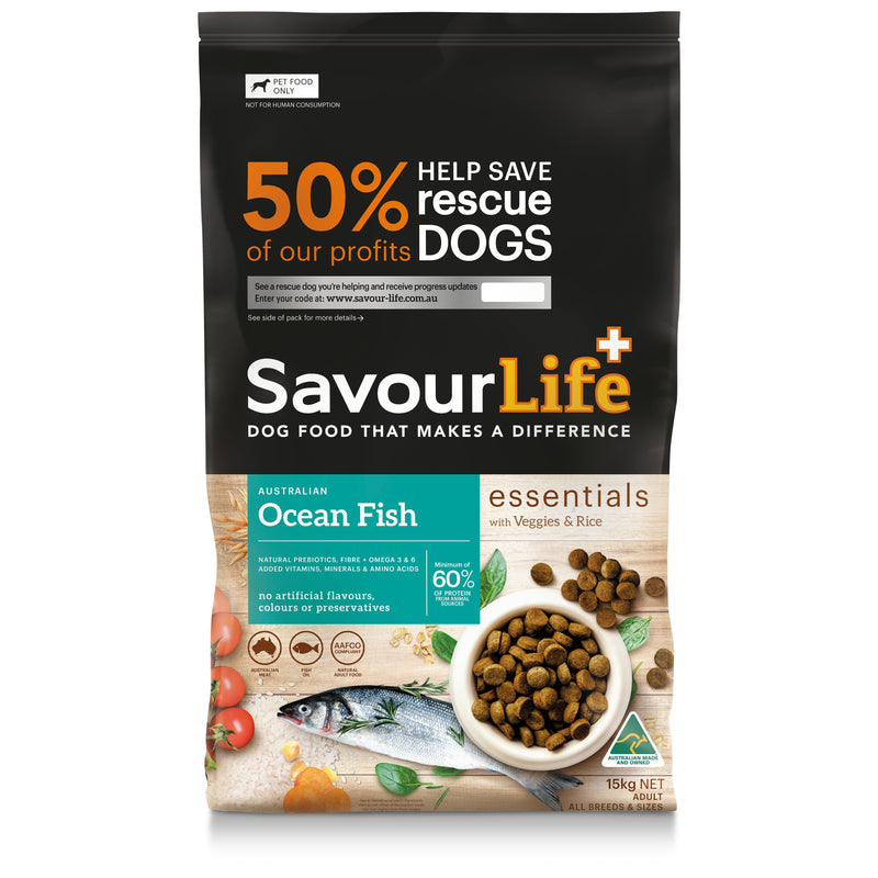 Savourlife Essentials Dry Dog Food Ocean Fish with Veggies & Rice 15kg-Habitat Pet Supplies