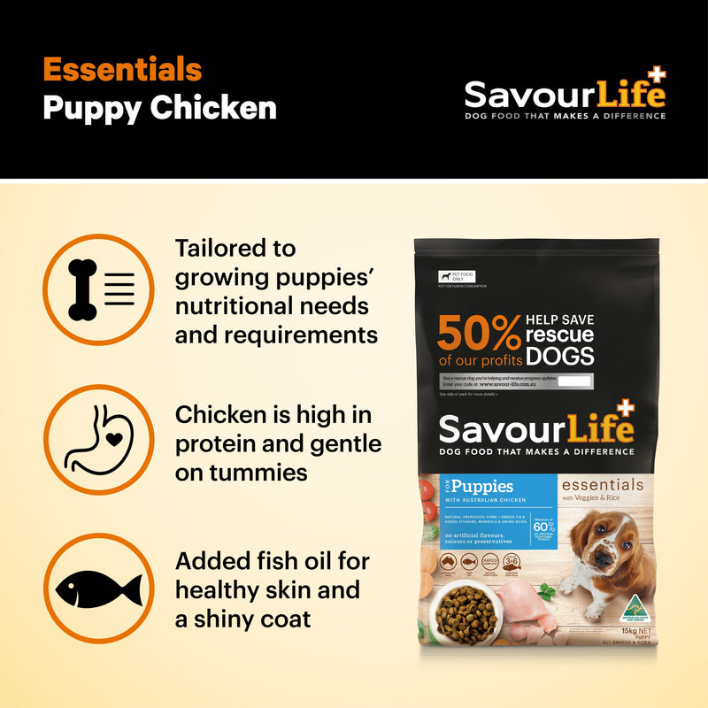 Savourlife Essentials Dry Puppy Food Chicken with Veggies & Rice 3kg