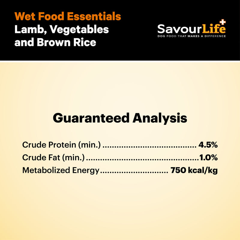 Savourlife Essentials Lamb with Vegetables & Rice Adult Dog Wet Food 400g X12