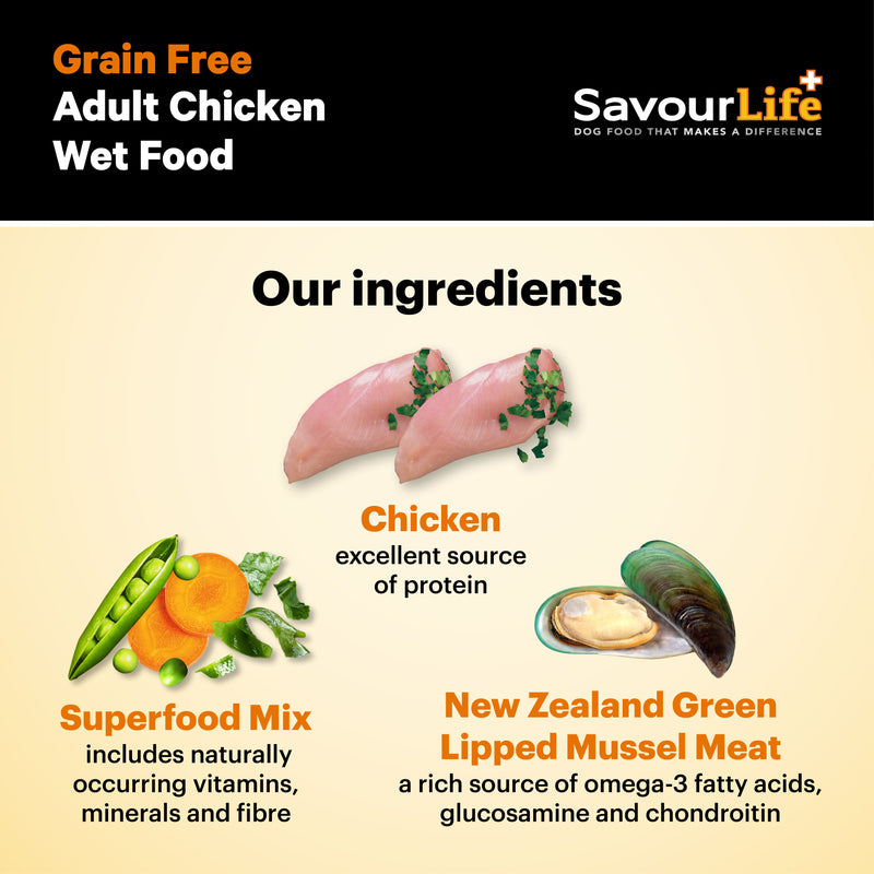 Savourlife Grain Free Chicken Adult Dog Wet Food 375g X12