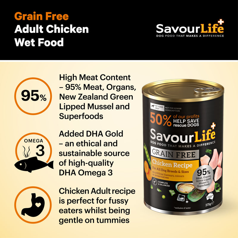 Savourlife Grain Free Chicken Adult Dog Wet Food 375g X12