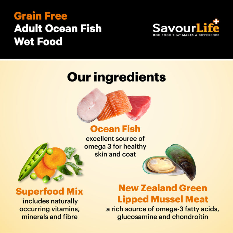 Savourlife Grain Free Ocean Fish Adult Dog Wet Food 375g X12