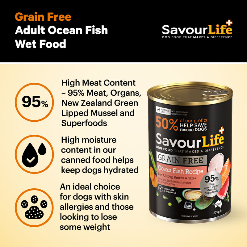 Savourlife Grain Free Ocean Fish Adult Dog Wet Food 375g X12
