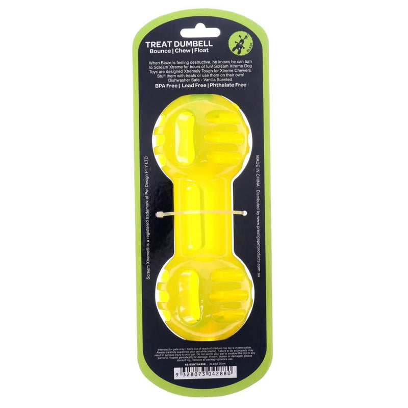 Scream Xtreme Treat Dumbbell Dog Toy Green Extra Large :->>