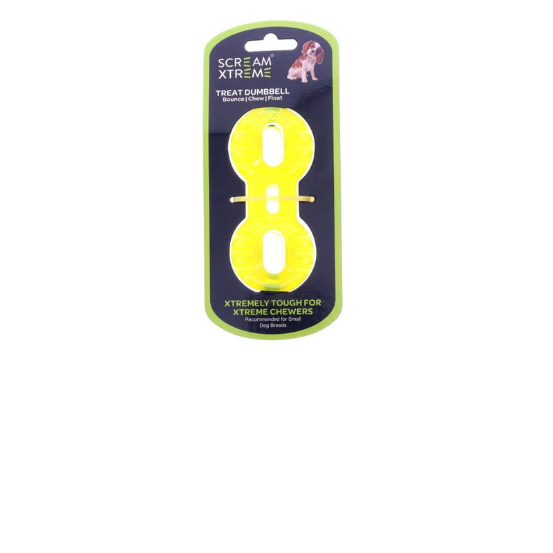 Scream Xtreme Treat Dumbbell Dog Toy Green Small {)_(}-Habitat Pet Supplies