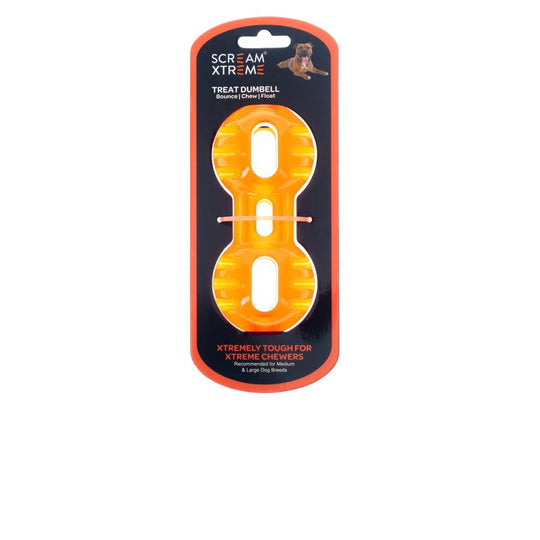 Scream Xtreme Treat Dumbbell Dog Toy Orange Medium/Large
