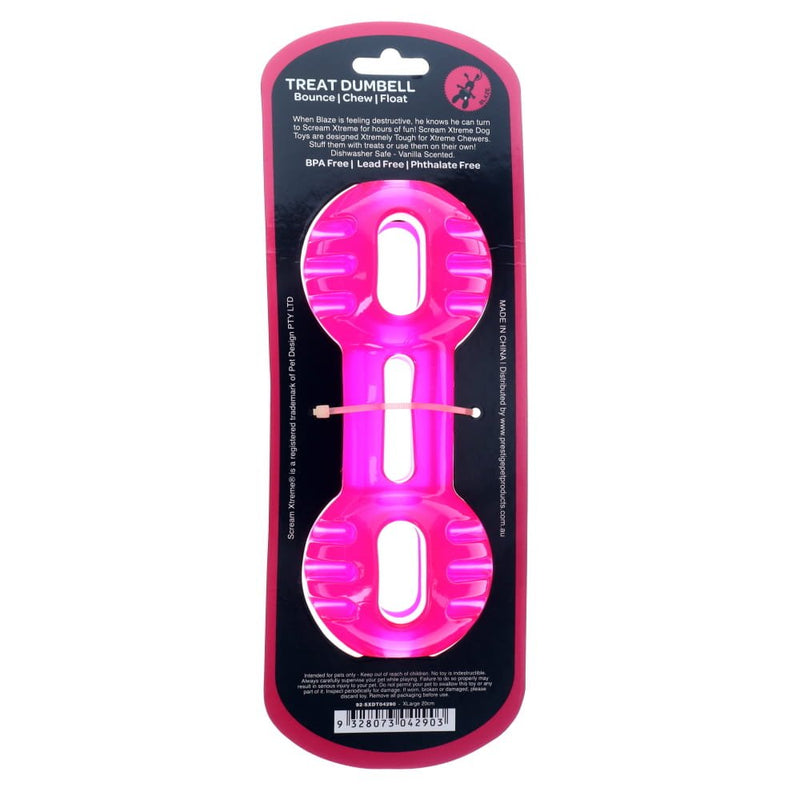 Scream Xtreme Treat Dumbbell Dog Toy Pink Extra Large :->>