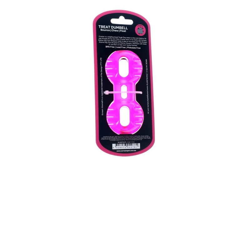 Scream Xtreme Treat Dumbbell Dog Toy Pink Small :->>