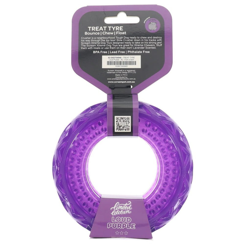Scream Xtreme Treat Tyre Lavender Scented Dog Toy Extra Large :->>
