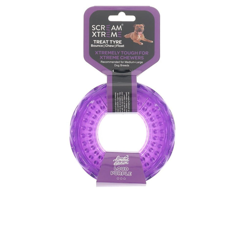 Scream Xtreme Treat Tyre Lavender Scented Dog Toy Medium/Large {)_(}-Habitat Pet Supplies
