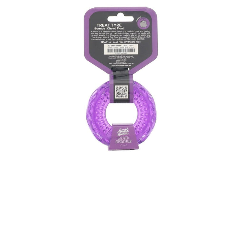 Scream Xtreme Treat Tyre Lavender Scented Dog Toy Small