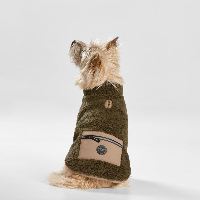 Snooza Dog Apparel Teddy Khaki and Fawn Vest with Pocket Large