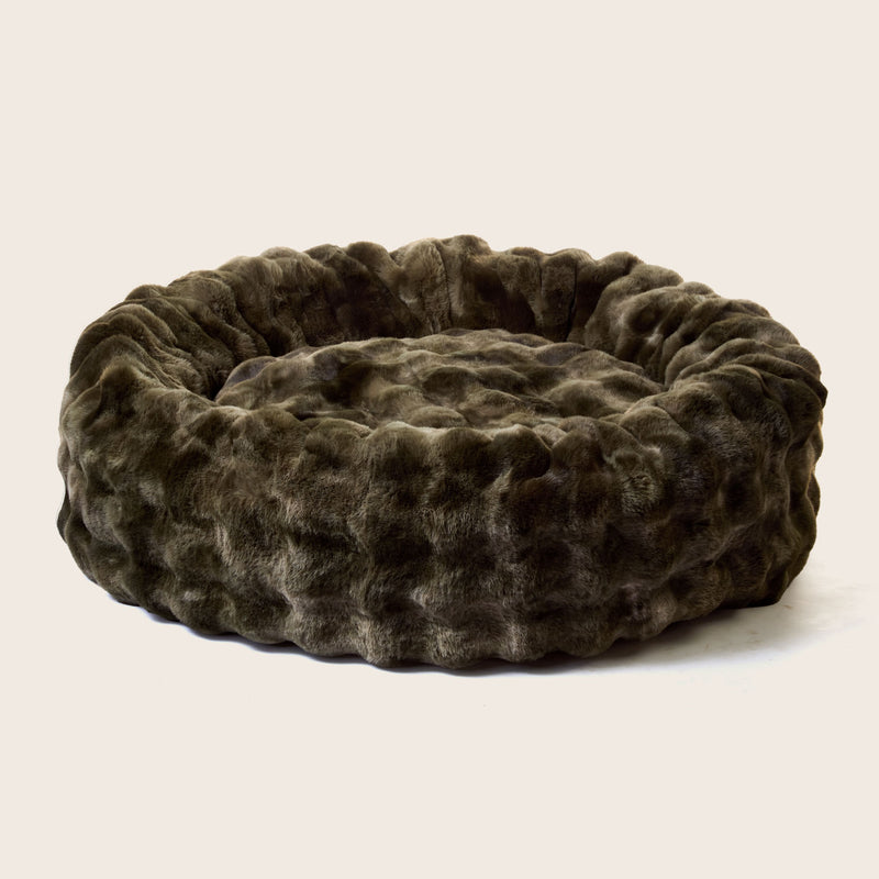 Snooza Luxe Bubble Fur Cuddler Dog Bed Olive Extra Large-Habitat Pet Supplies