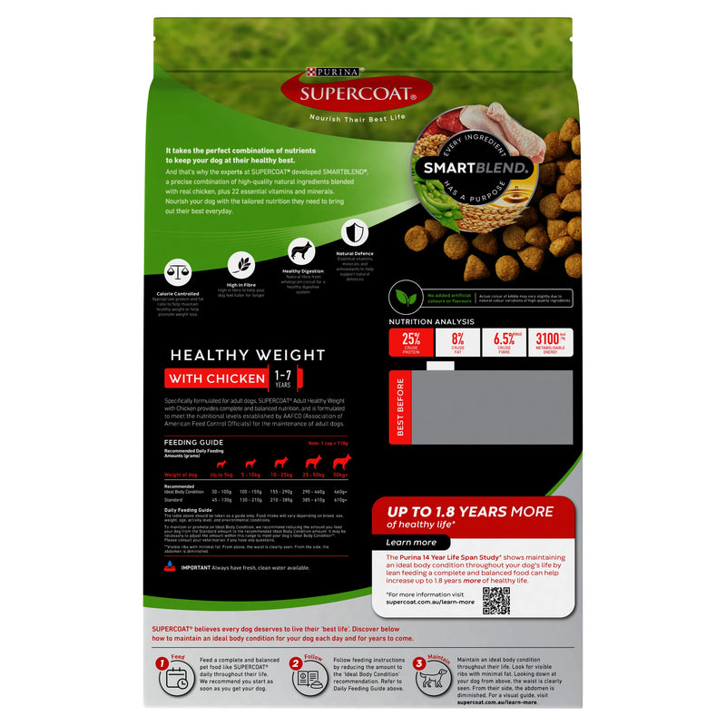 Supercoat Chicken Healthy Weight Adult Dry Dog Food 2.6kg