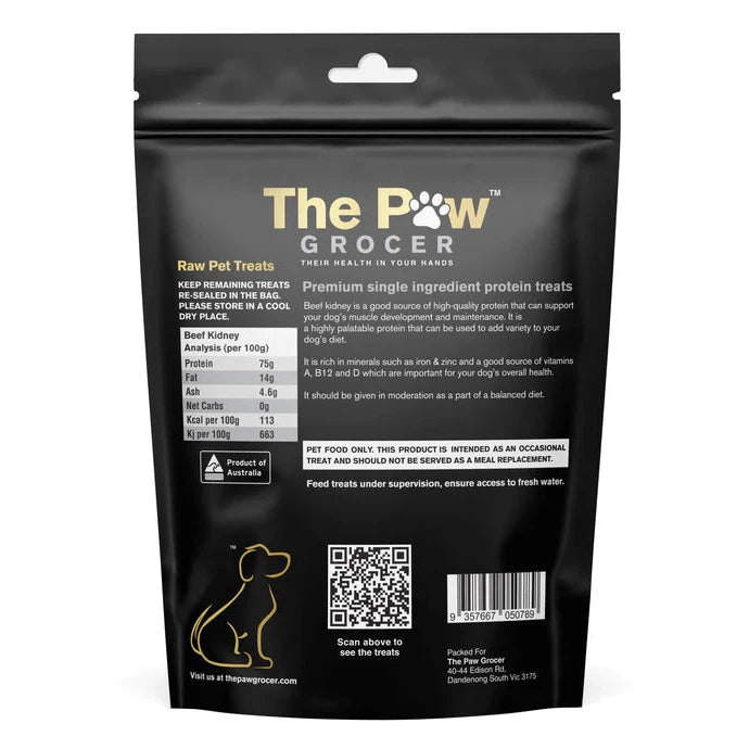 The Paw Grocer Black Label Freeze Dried Beef Kidney Dog and Cat Treats 72g