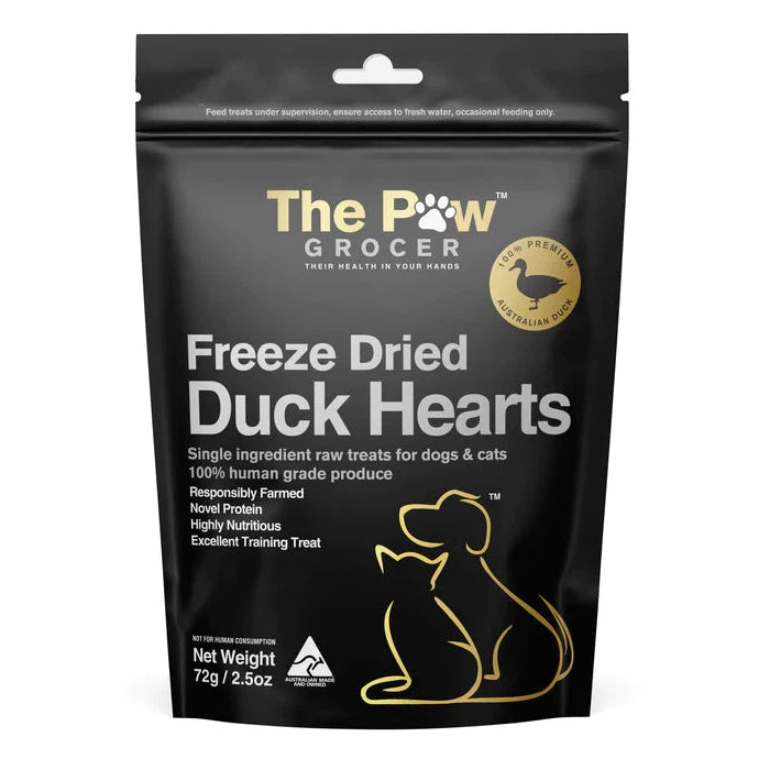 The Paw Grocer Black Label Freeze Dried Duck Heart Dog and Cat Treats 72g-Habitat Pet Supplies