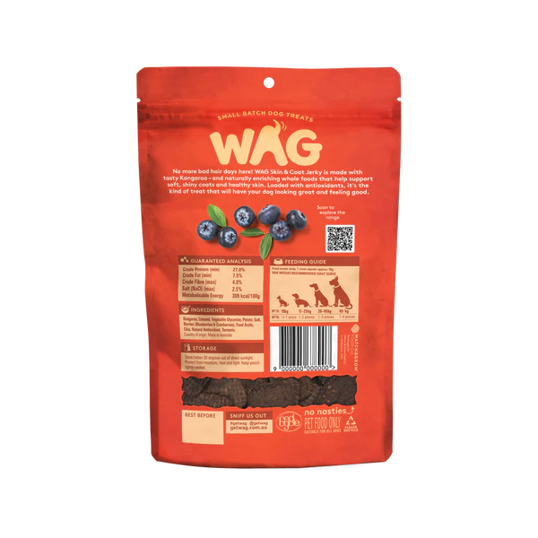 Wag Kangaroo Jerky Skin & Coat 10 Pack