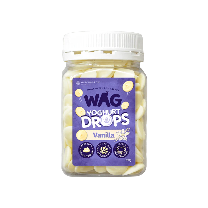 Wag Yoghurt Drops Vanilla Dog Treats 250g-Habitat Pet Supplies