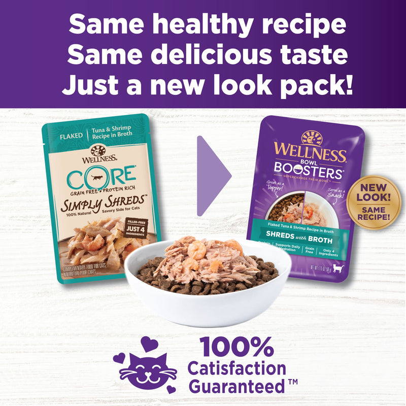 Wellness CORE Simply Shreds Flaked Tuna and Shrimp Recipe Wet Cat Food 50g x 12