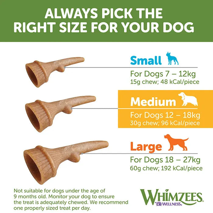 Whimzees Antler Occupy Dog Treat Medium Bulk Box 66 Pack